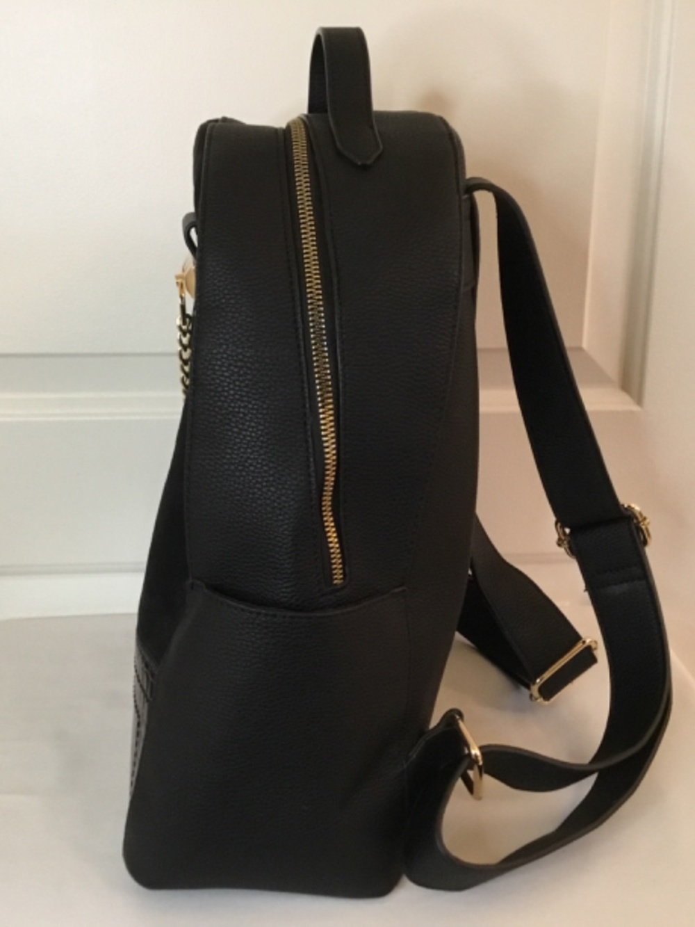 Call It Spring Black Backpack With Gold Chain Bag - Picture 4 of 6